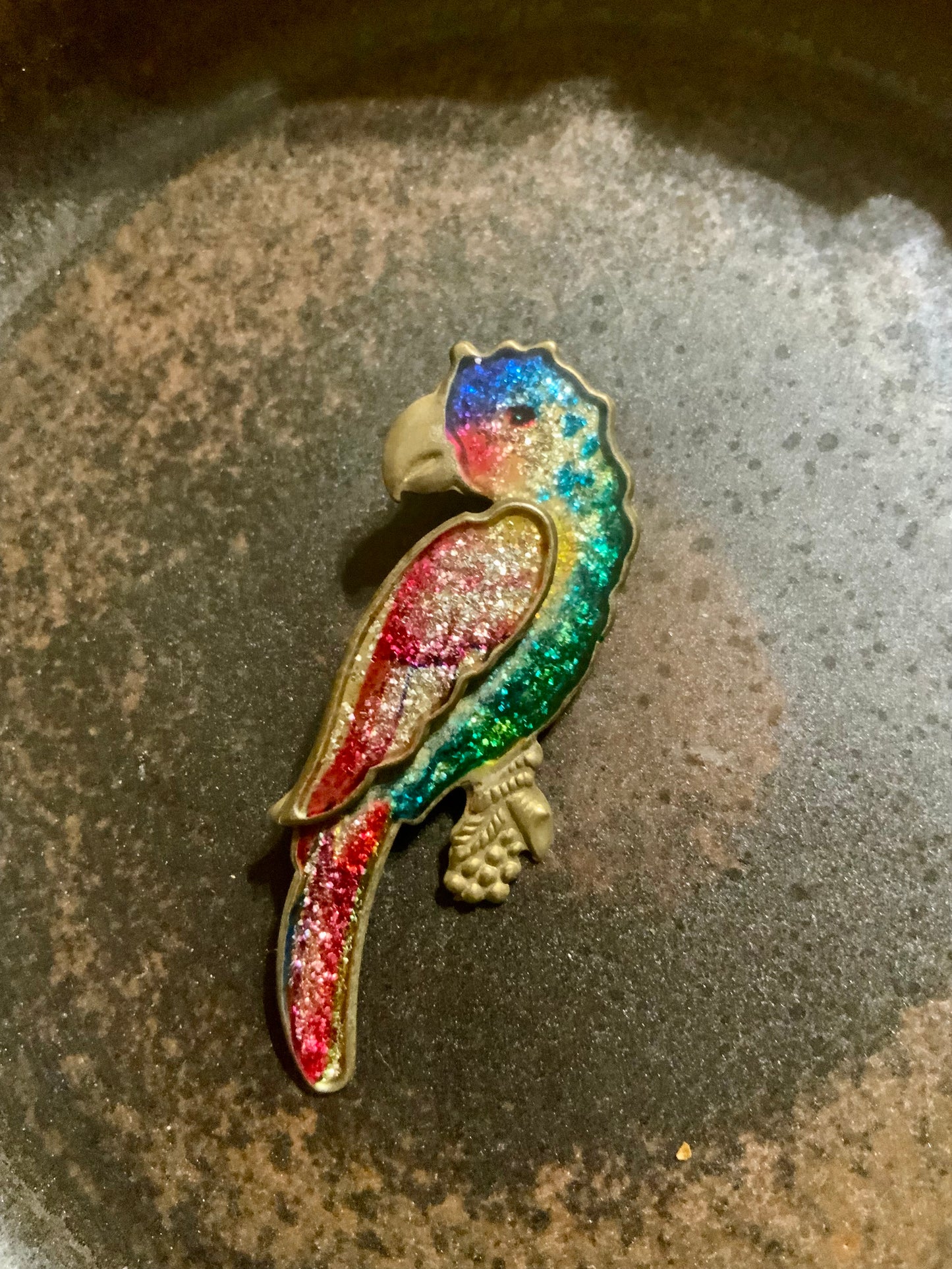 Broche Ancienne Vintage Perroquet