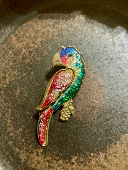 Broche Ancienne Vintage Perroquet