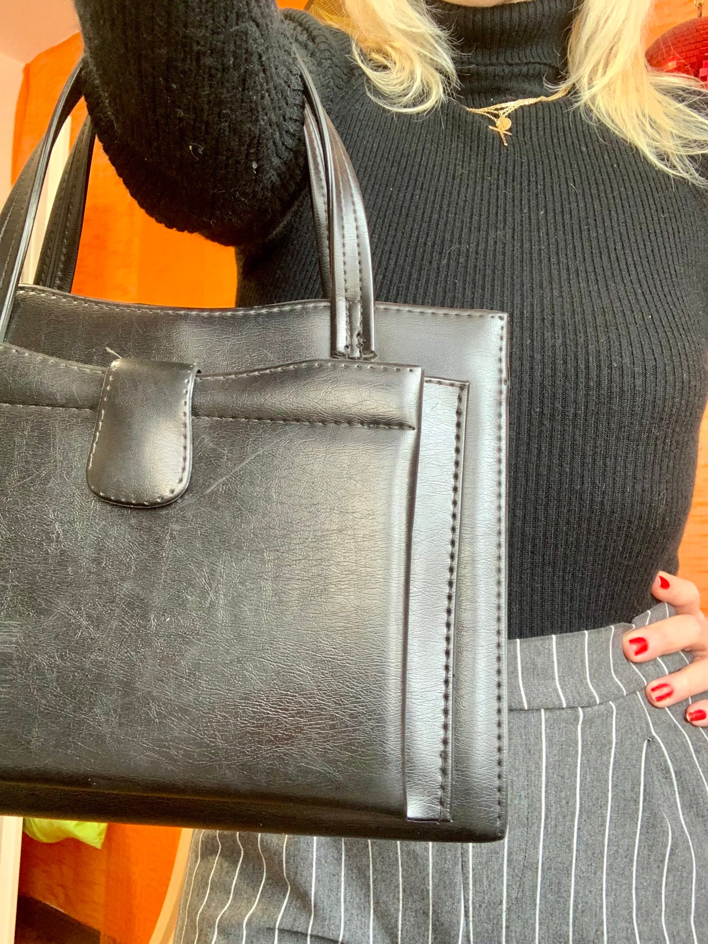 Superbe sac à main Vintage 1960/70 Cuir noir