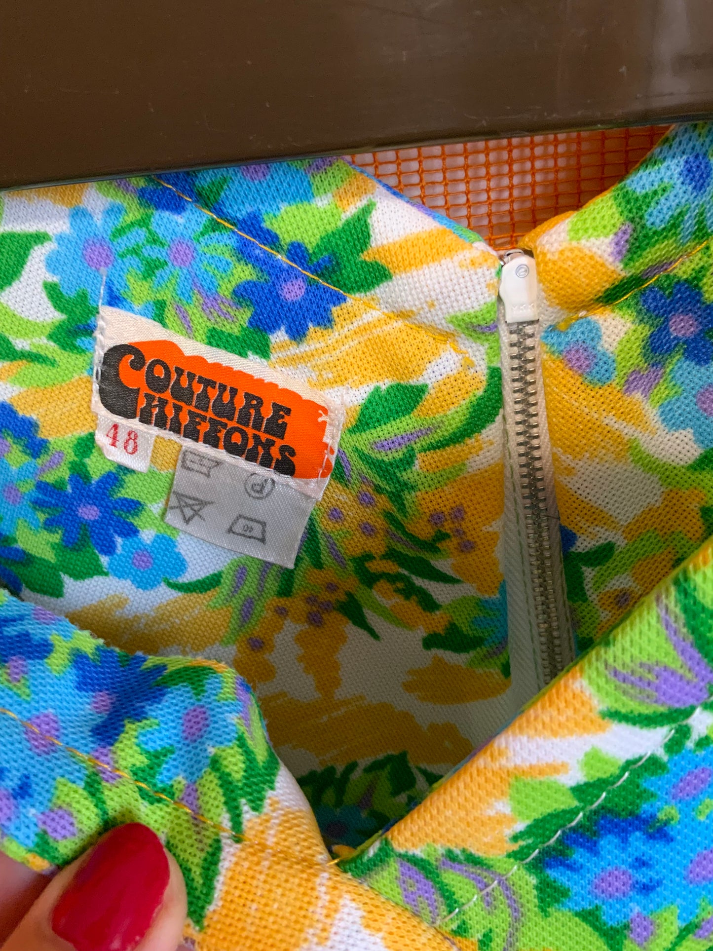 Robe a fleurs Vintage 1970 Création - T48