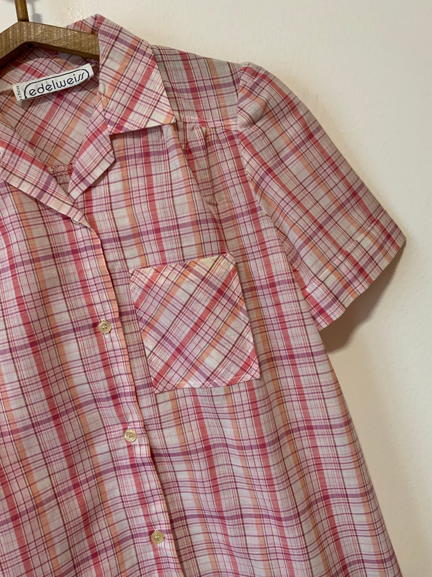 Chemise À carreaux France 1980 Vintage- T36