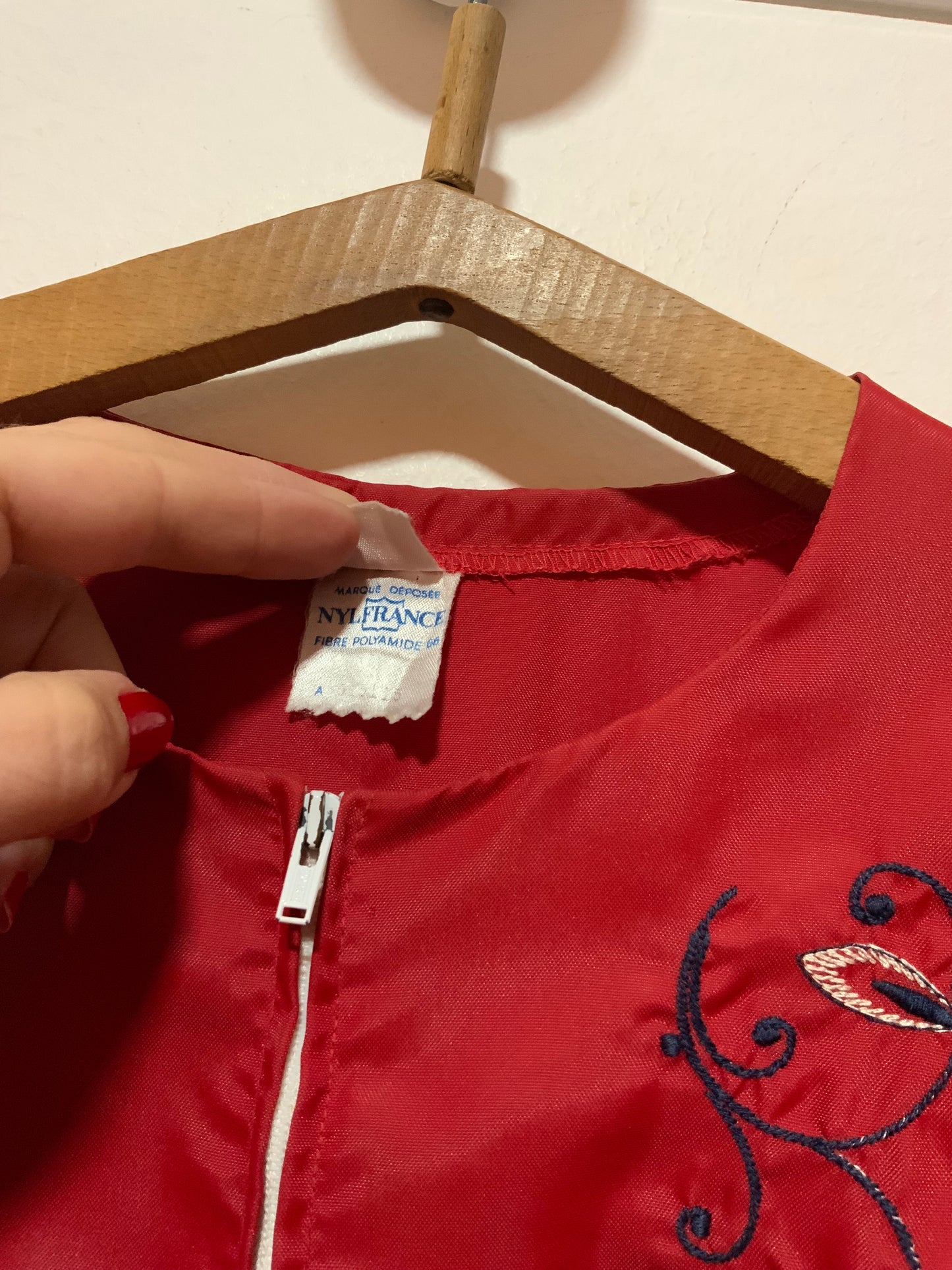 Robe Blouse Nylon NylFrance Vintage 70 Broderies fleurs