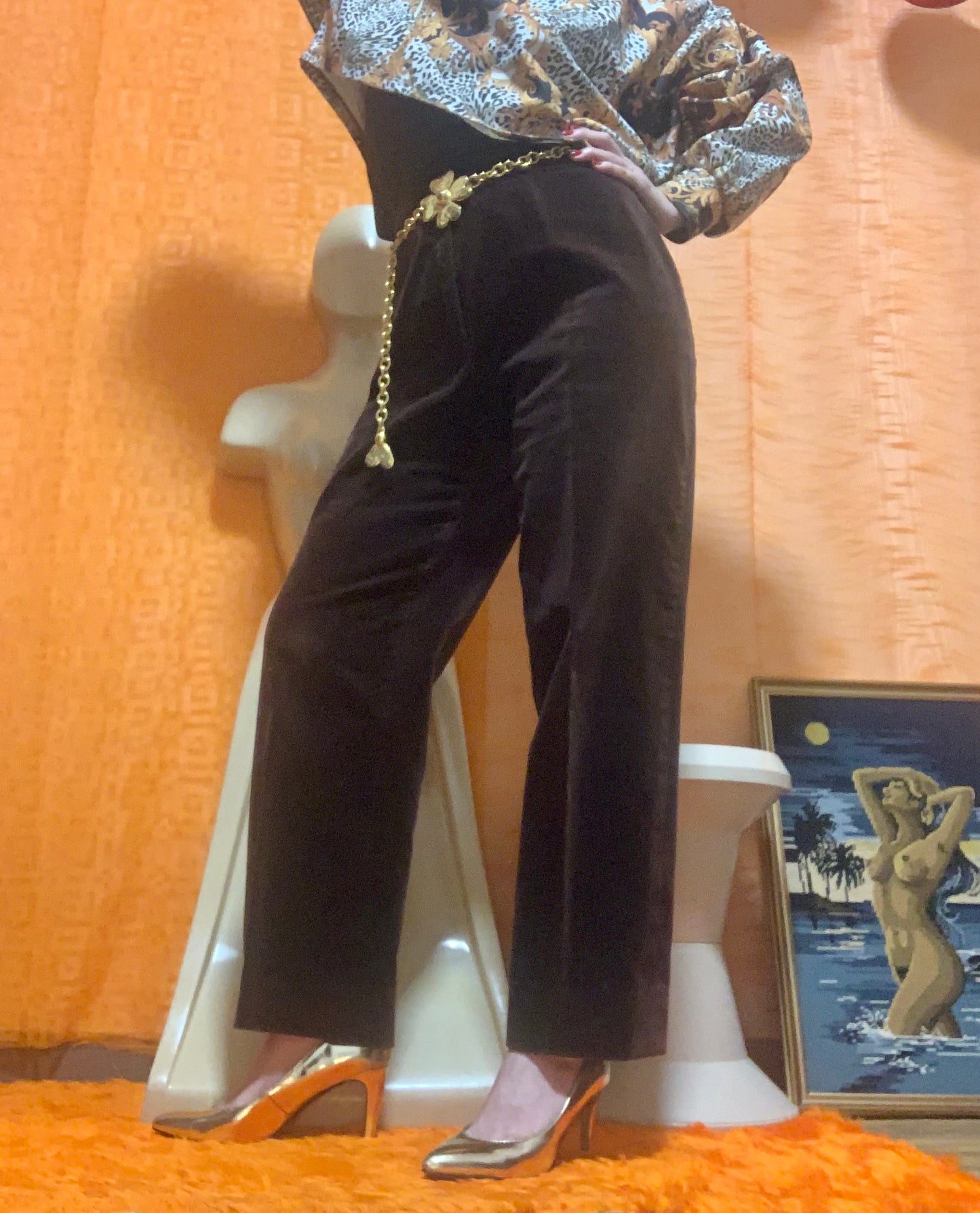 Pantalon Taille haute velours doux Vintage France