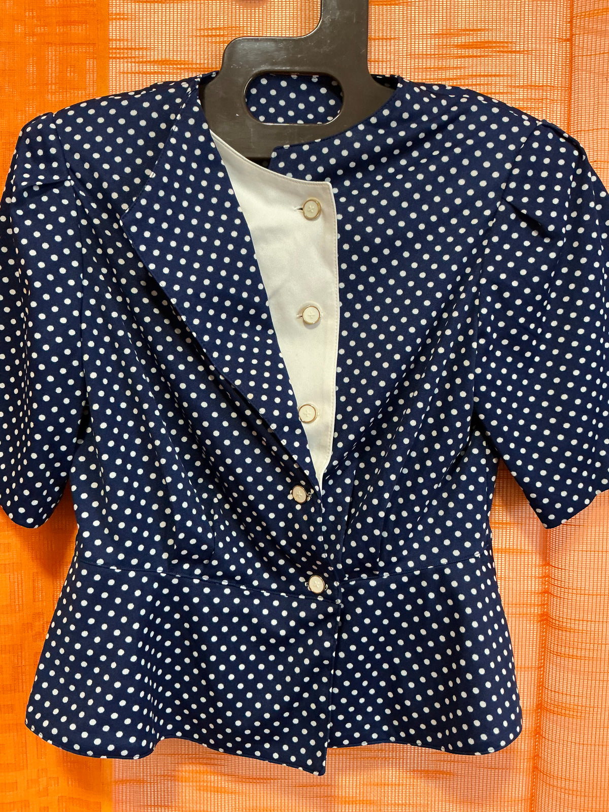 Chemisier à pois Élégance Vintage 1980/90-T46 maxi.
