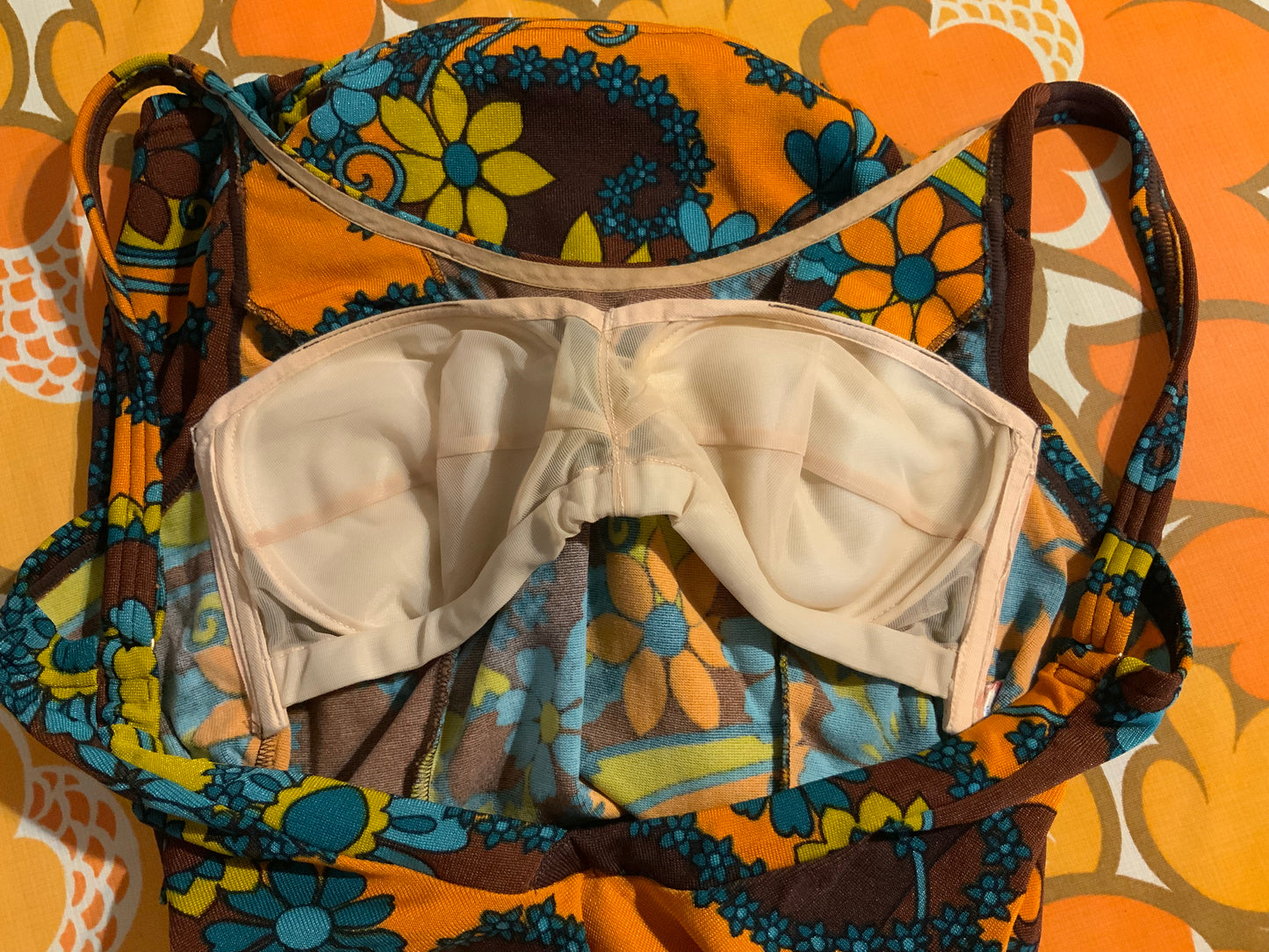 Superbe Maillot de bain à fleurs Vintage France 1970- T44