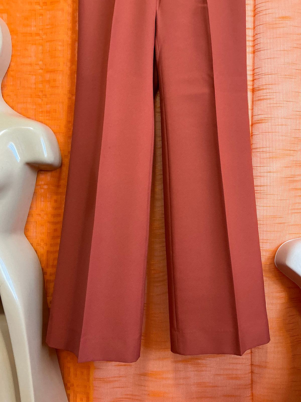 Pantalon Pattes d’éléphant Vintage Tergal Orange Neuf 1970- T36/38