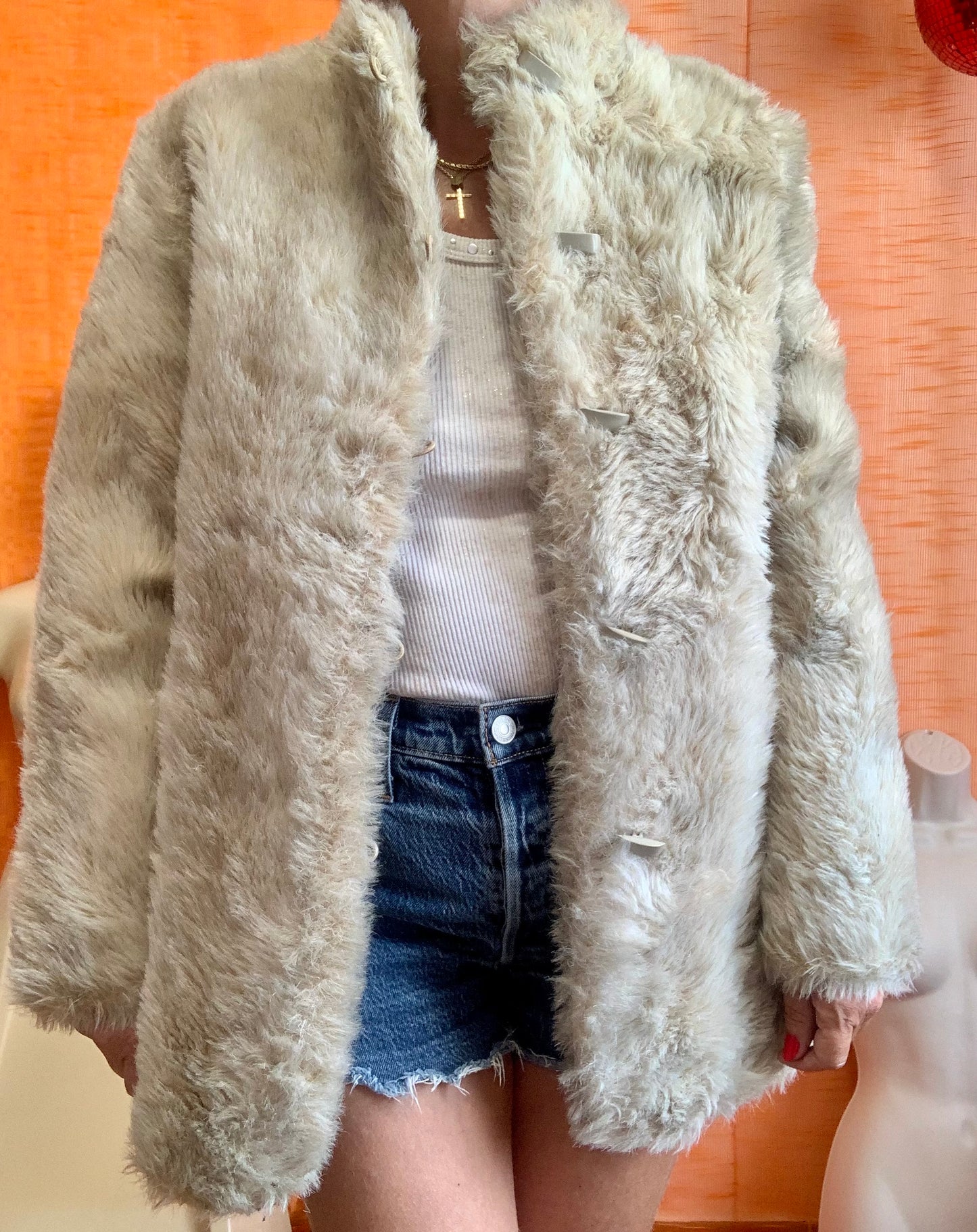 Manteau Canada Vintage 1960/70 Beauté fourrure synthétique - T40 maxi.