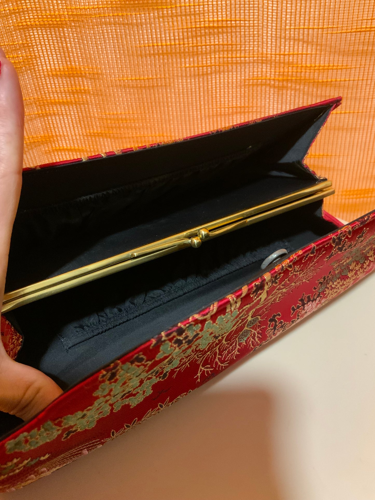 Pochette Porte monnaie Soie Chinoise Vintage 1980