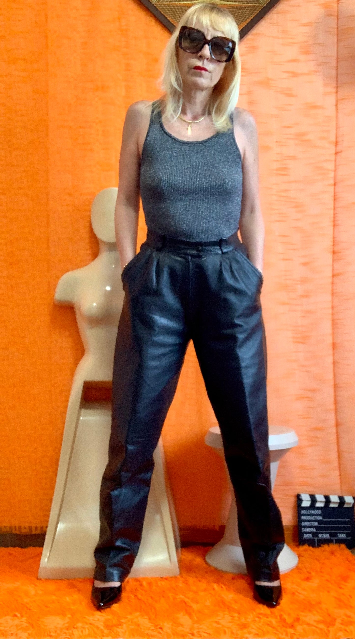 Pantalon en Cuir Pepite Vintage 1980 - T36/38.