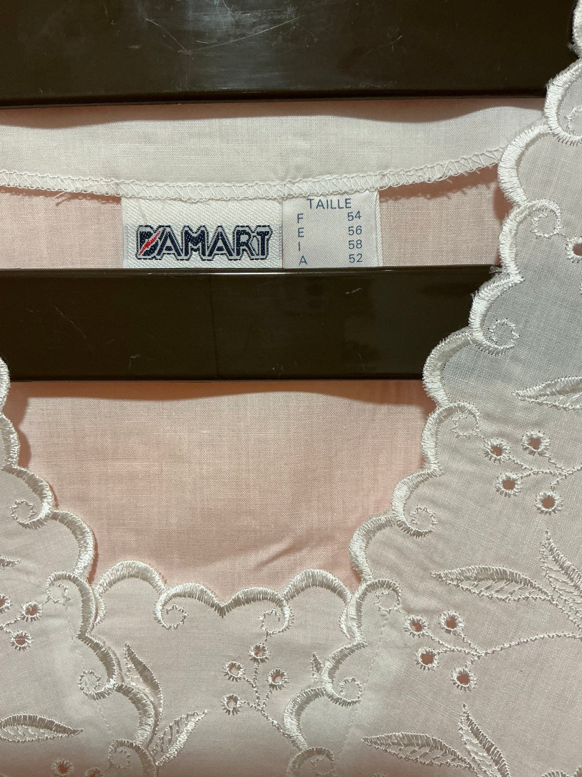 Blouse Broderies anglaises Fleurs Vintage France 1980- T54