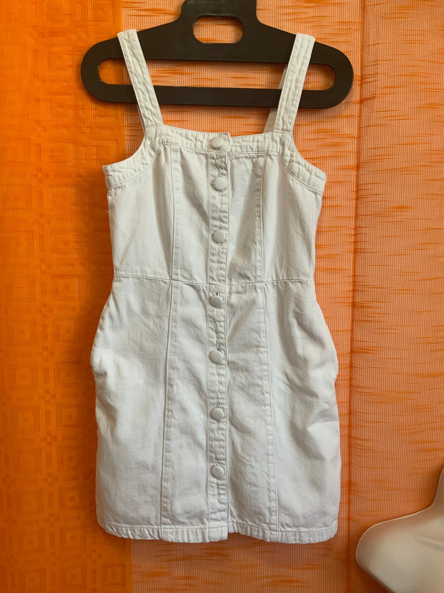 Robe boutonnée Vintage 1990 Denim blanc pur- T34/36
