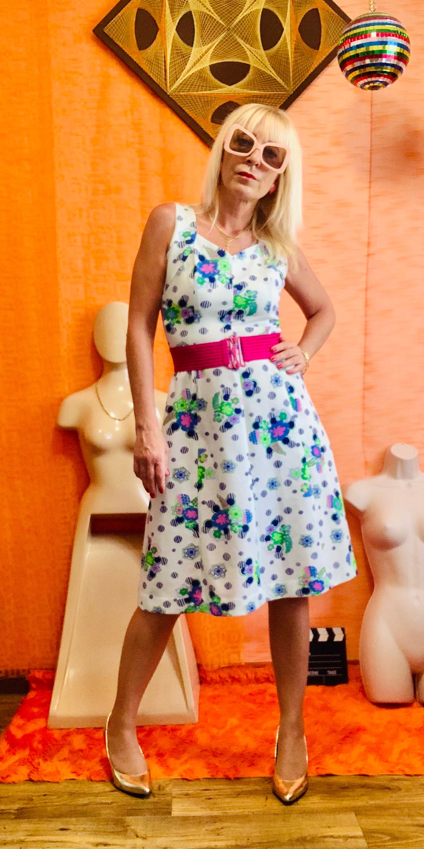 Robe à fleurs Vintage 1970-T38/40