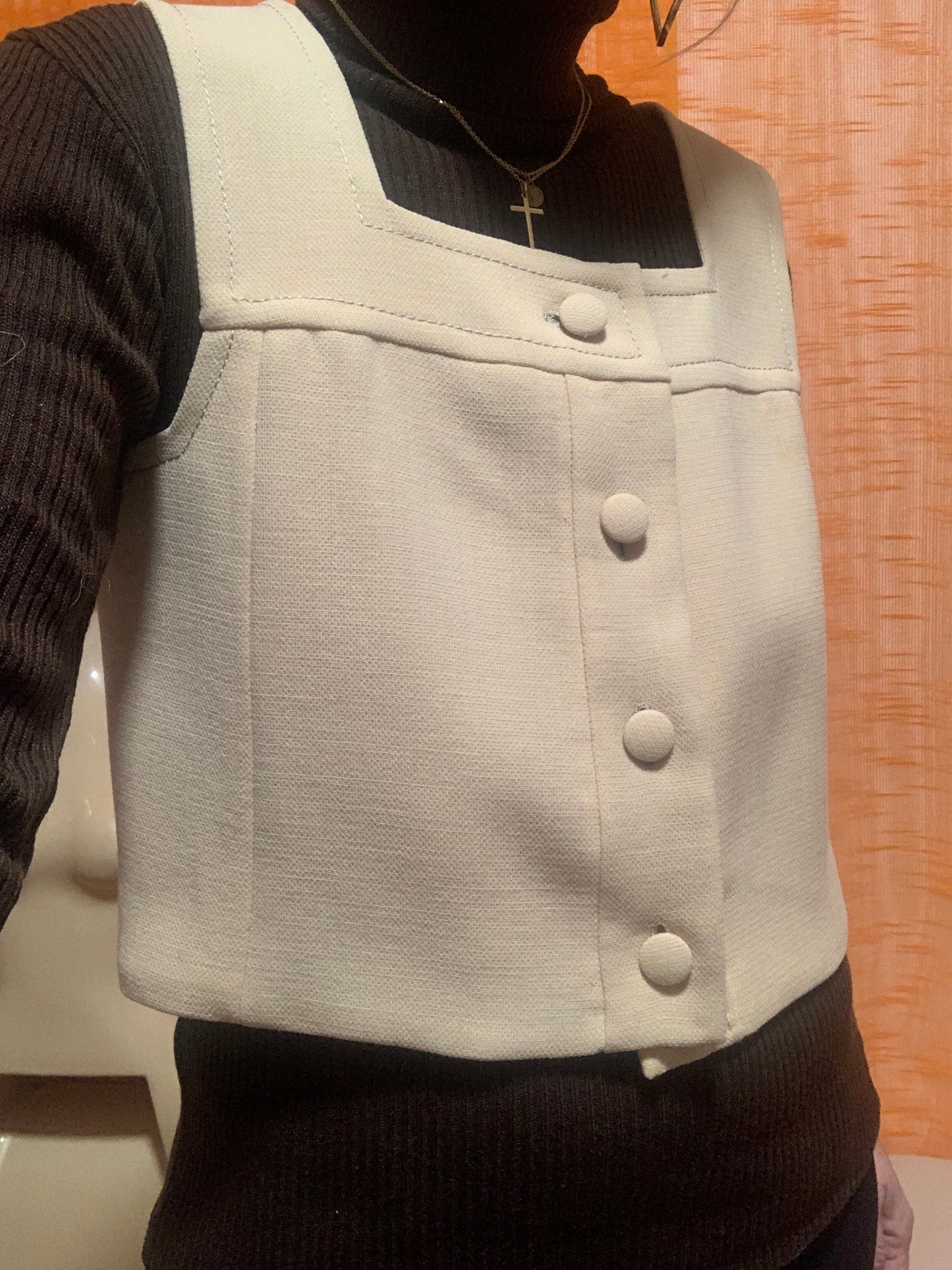 Gilet Bolero boutonné Création Vintage Beauté Baby Doll 1970 🌼 T38-