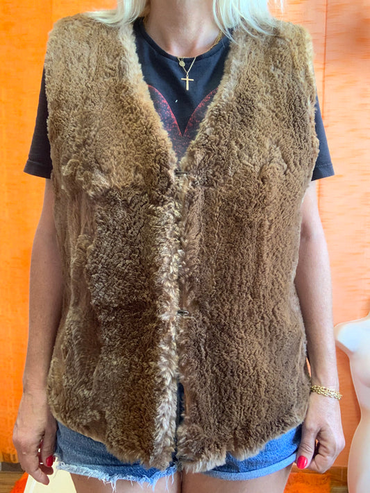 Gilet sans manche fait main 1970 Fourrure-