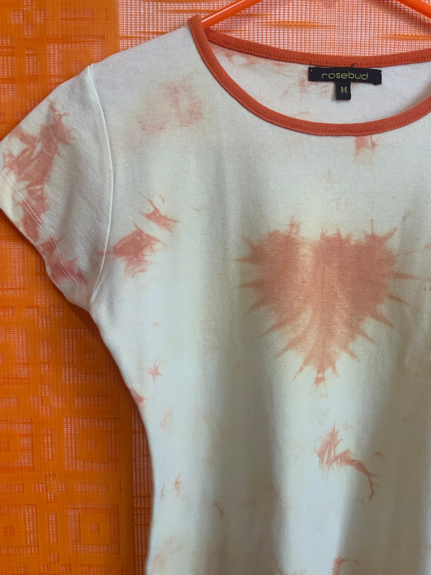T shirt Orange Coeur Coton Tie and Dye Vintage 1990- T38