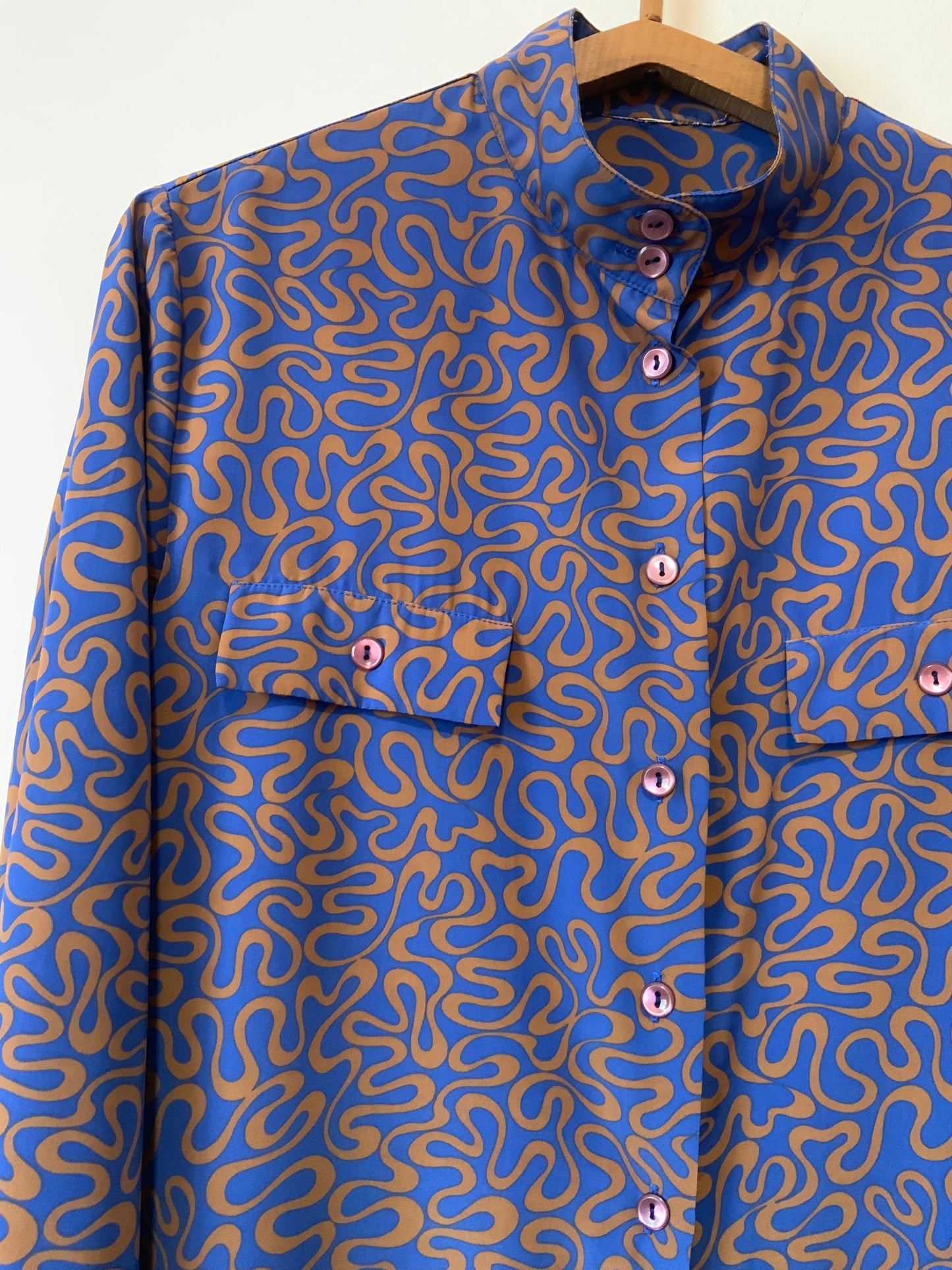 Chemisier col montant Vintage motifs