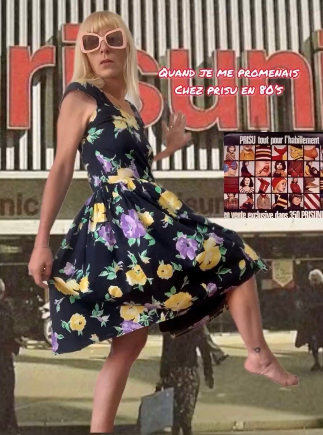 Robe Volume À fleurs Vintage 1980- T36