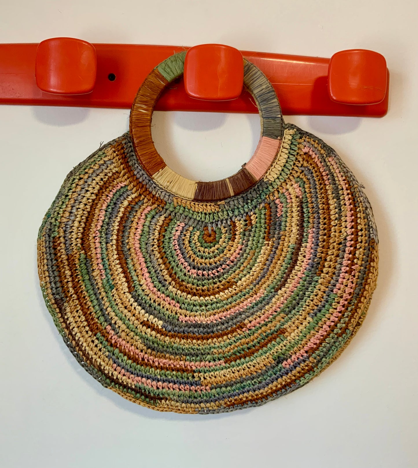 Sac à main Panier Rafia Vintage forme ronde - 40X40 cms
