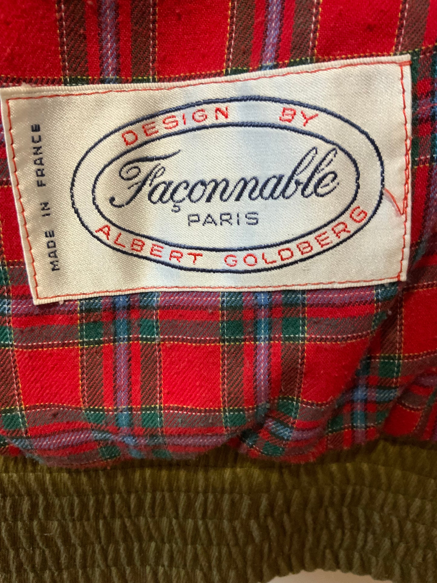 Blouson Faconnable 1990 Ecossais Vintage Designed by Albert Goldberg Made in France -