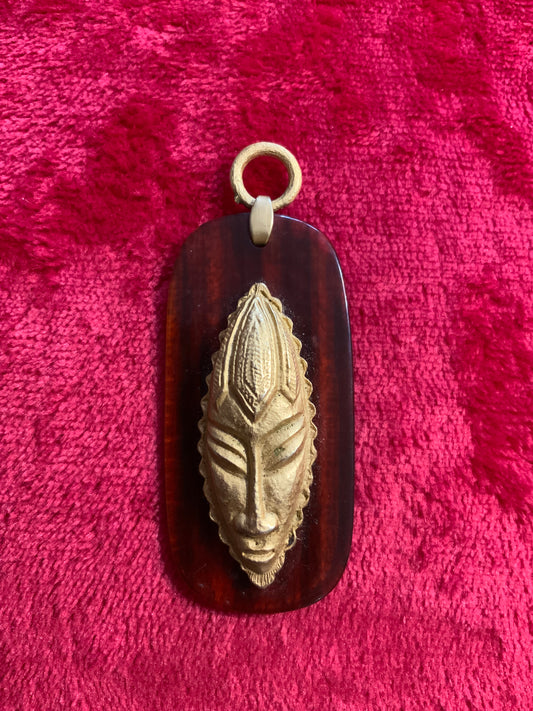 Très Grand pendentif Ethnique Masque Africain Vintage Ancien