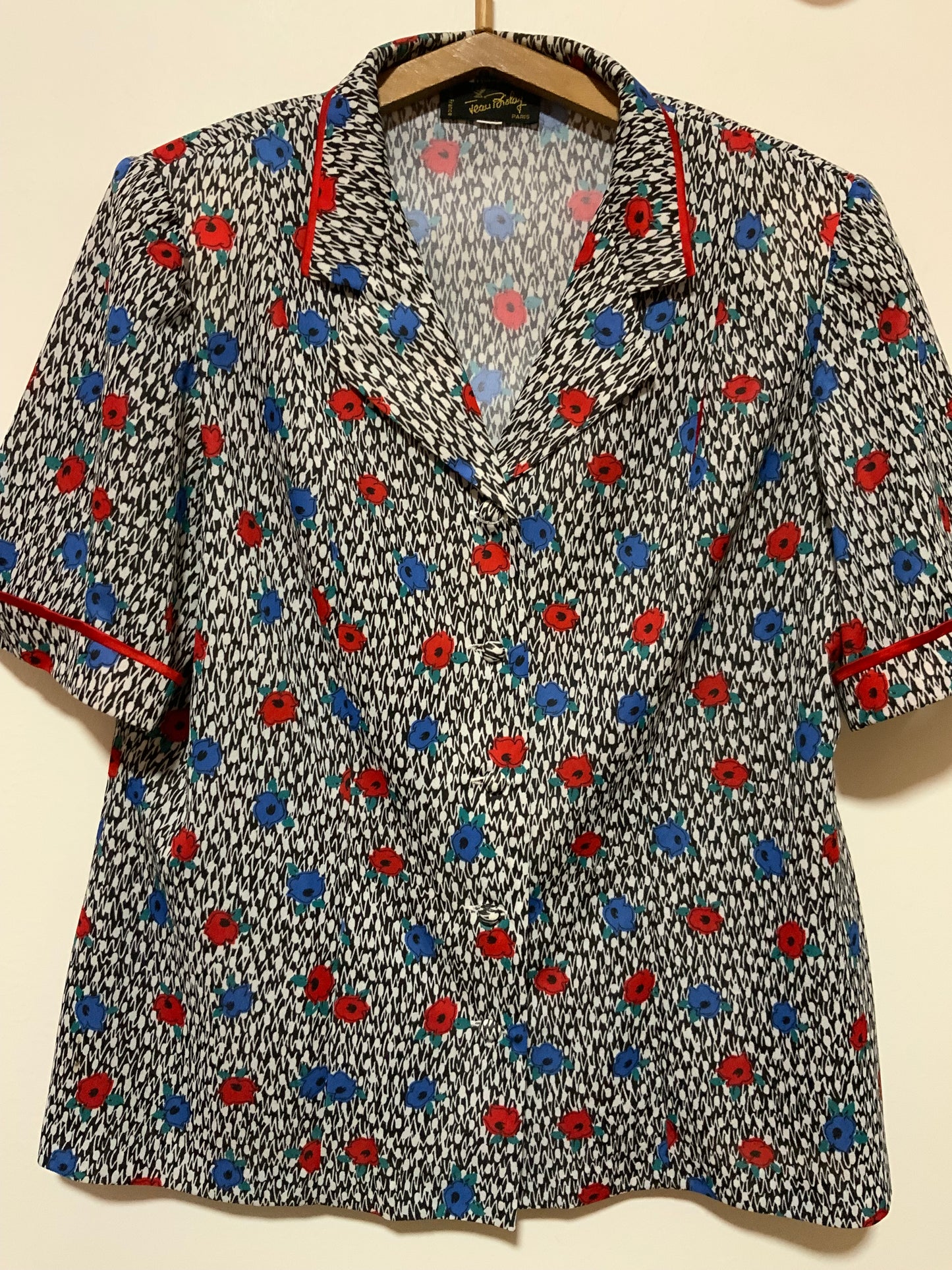 Chemisier À fleurs France Vintage a Épaulettes  - T42/44