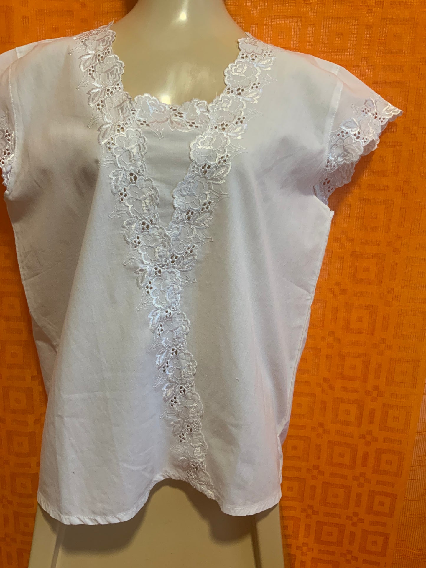 Blouse bohème broderies anglaises Vintage 1980