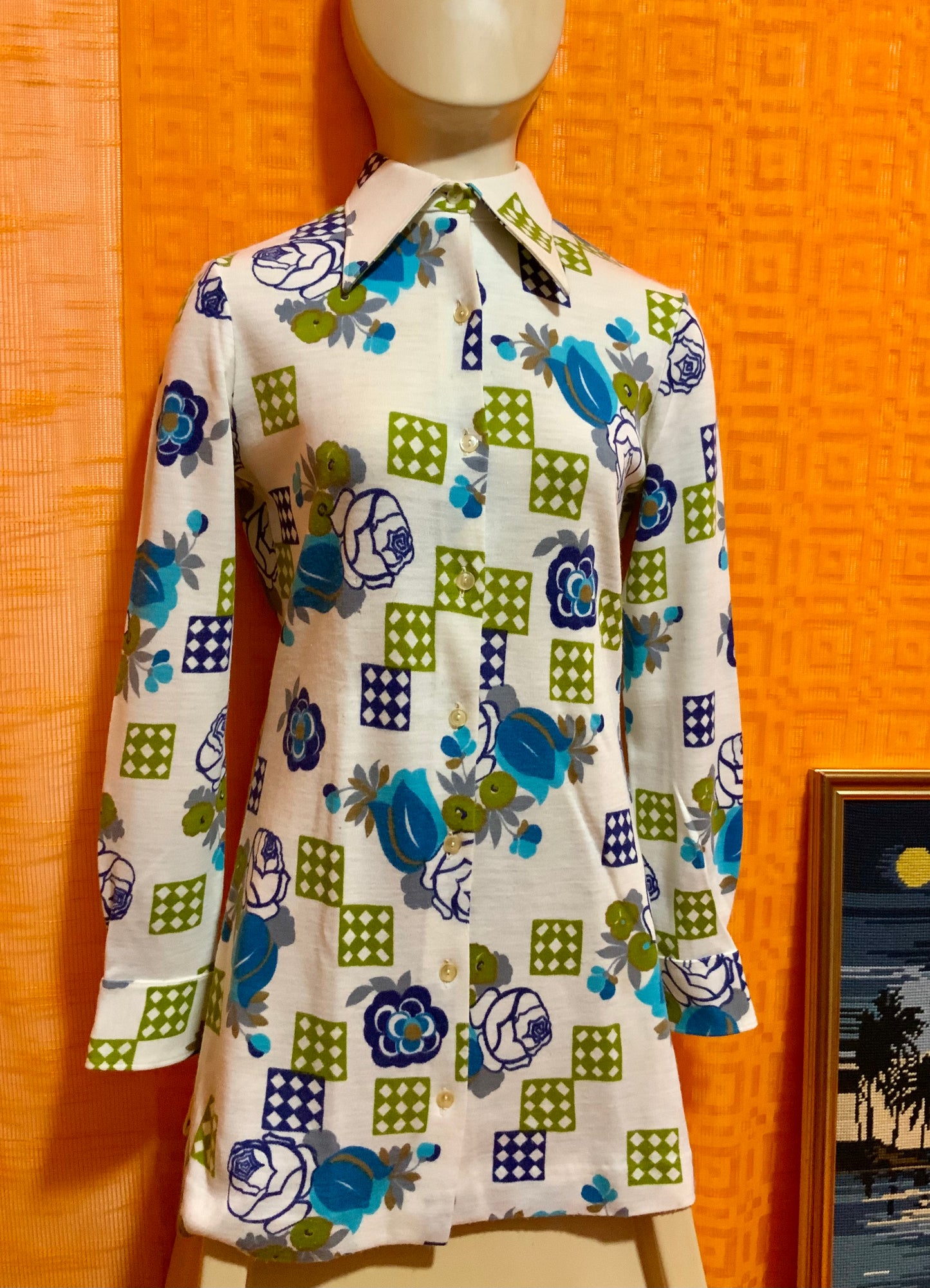 Chemise / Mini Robe Pierbé Made in France Pelle a tartes 1970 _ T40.
