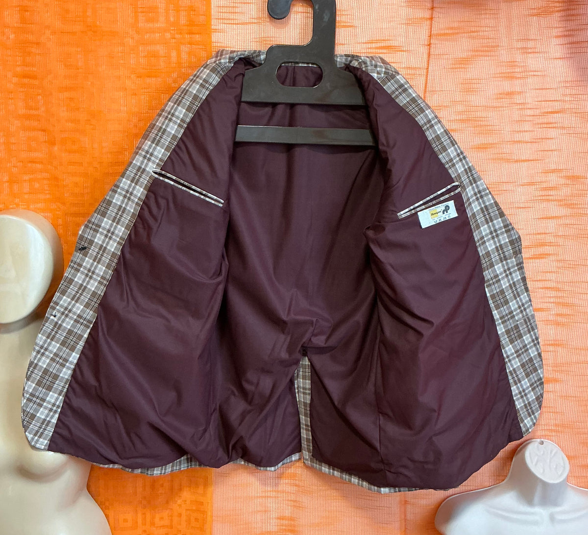 Veste Originale à carreaux Tergal Vintage 1970- T48 maxi.