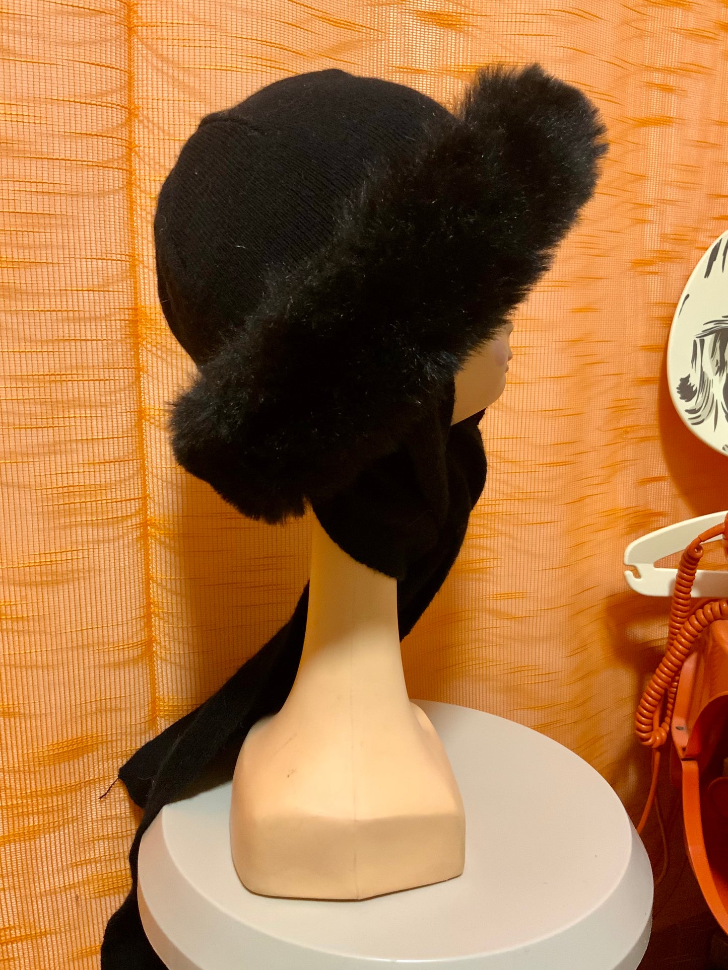 Toque Laine et fourrure Synthétique Vintage 1980