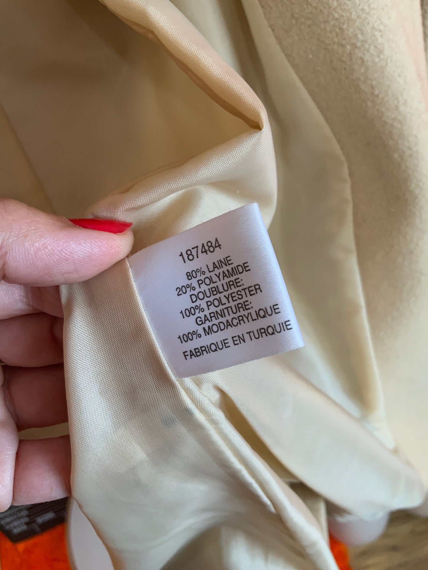Manteau Laine Vintage 1990 Col Fourrure Synthétique - T42/44 maxi.
