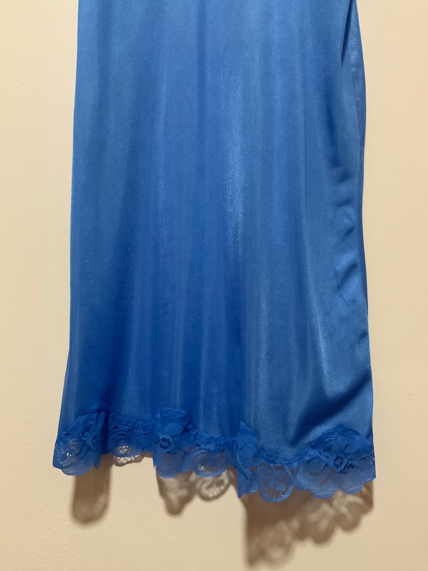 Combinaison Robe bleue Dentelle et petite fleur - Vintage 1980 Dentelle