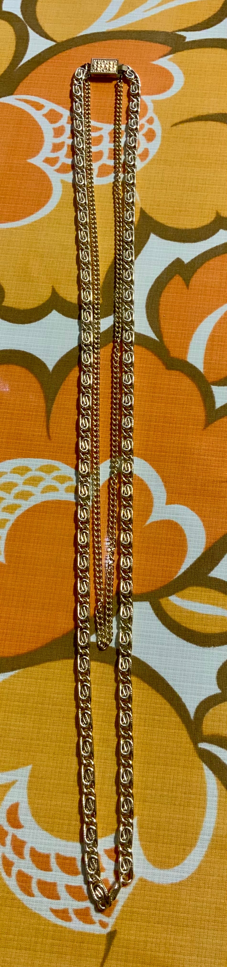 Collier sautoir double chaine Métal Vintage