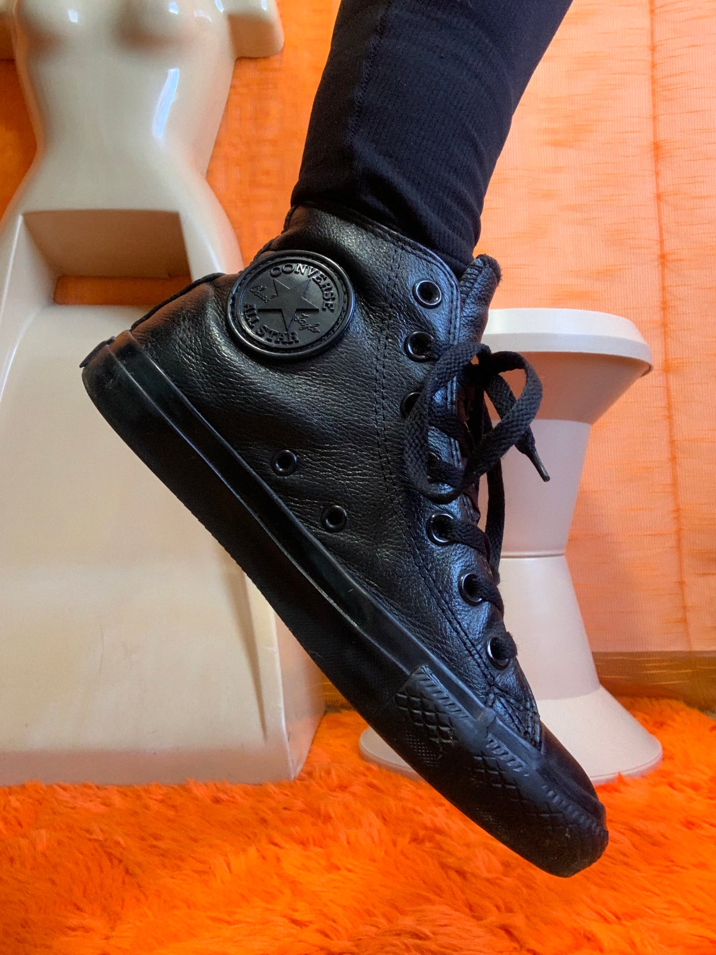 Baskets Converses All Star Montantes Vintage 2000’ Cuir noir- T37