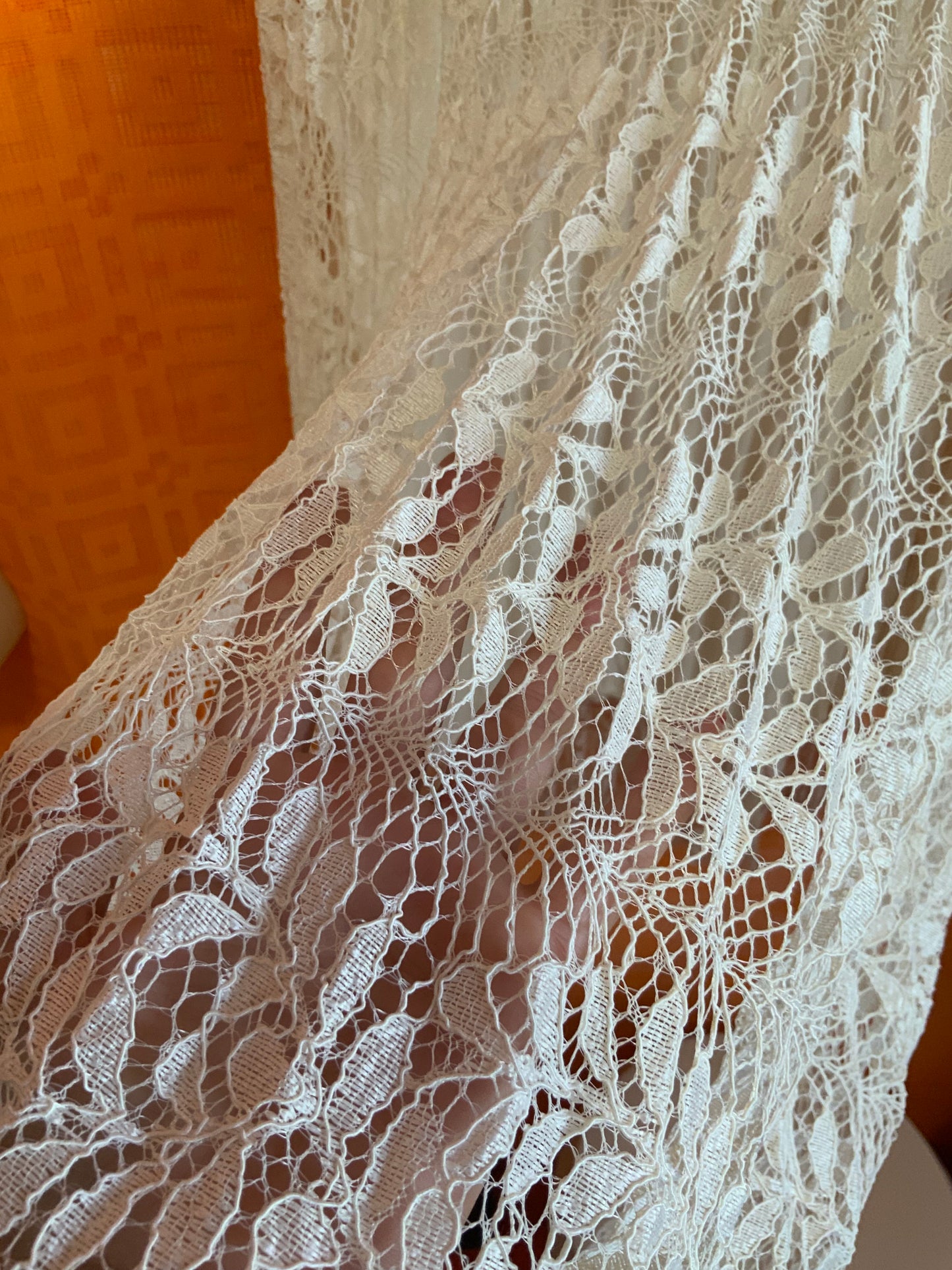 Jupe plissée Neuve Longue Vintage 1990 Ange - Dentelle fleurs - TUnique.