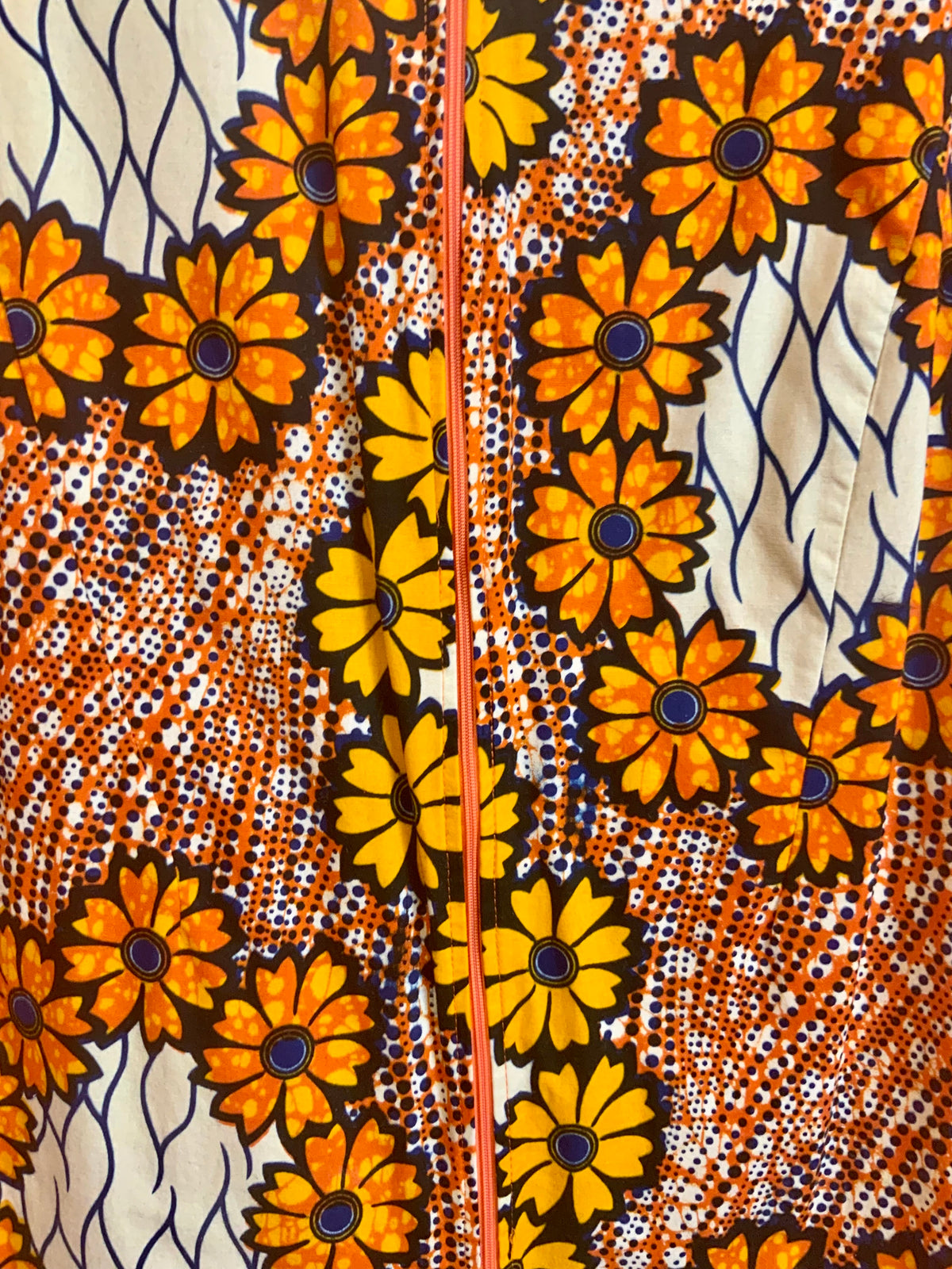 Combinaison Wax Fleurs Oranges Creation Vintage 2000’- T36/38