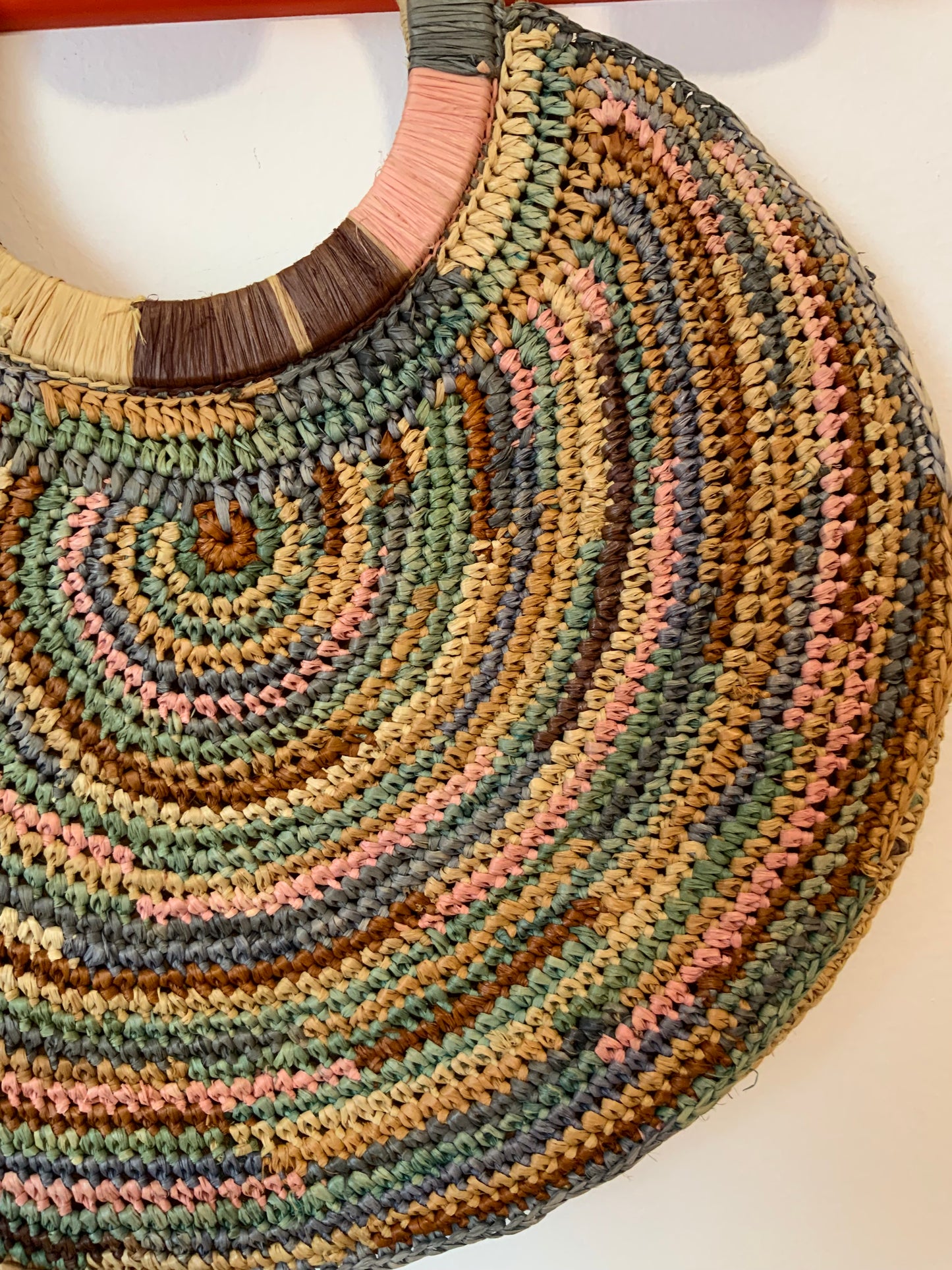 Sac à main Panier Rafia Vintage forme ronde - 40X40 cms