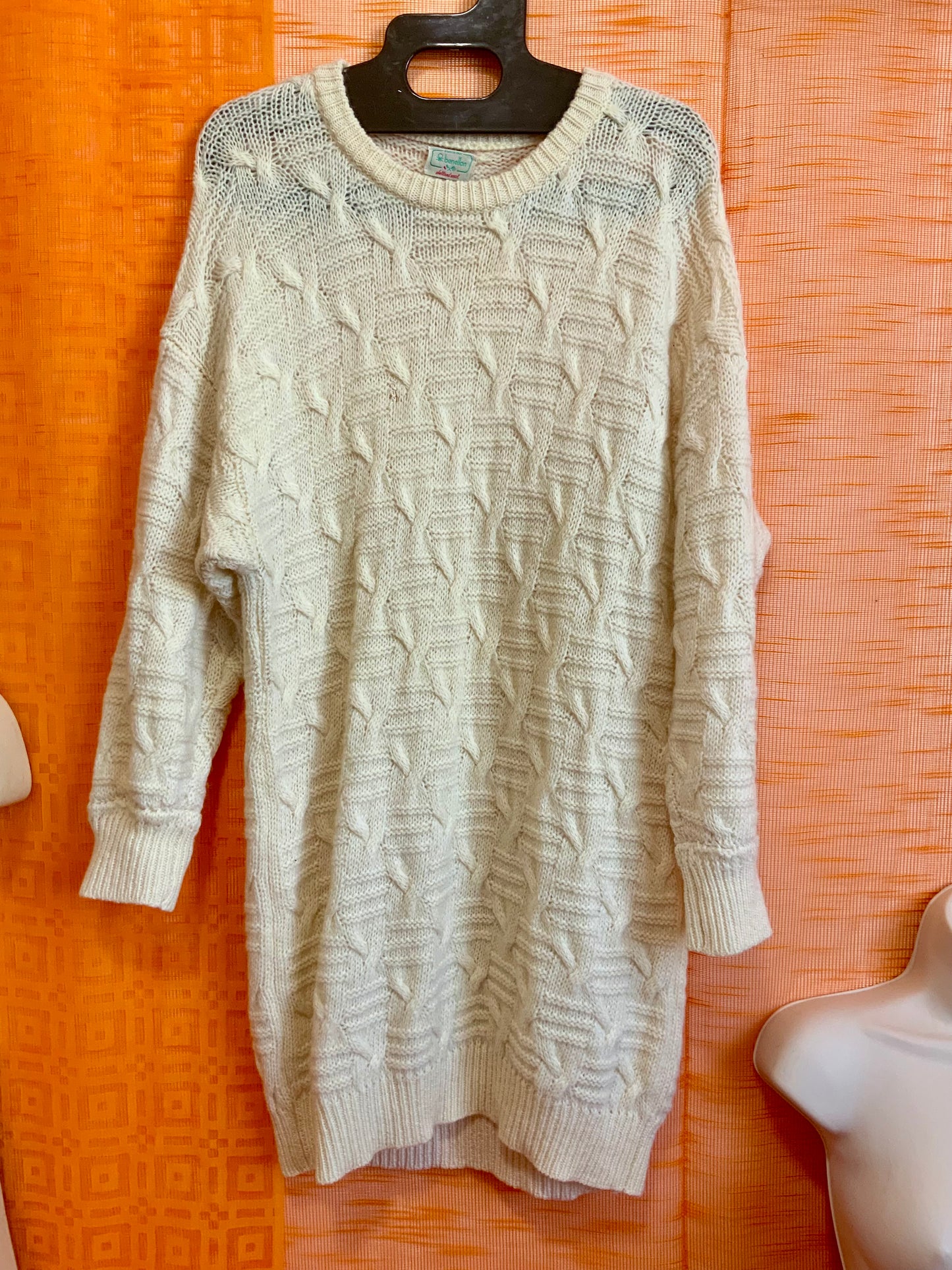 Robe Benetton Torsades pure laine vierge Vintage Italy 1980/90- T52 maxi.