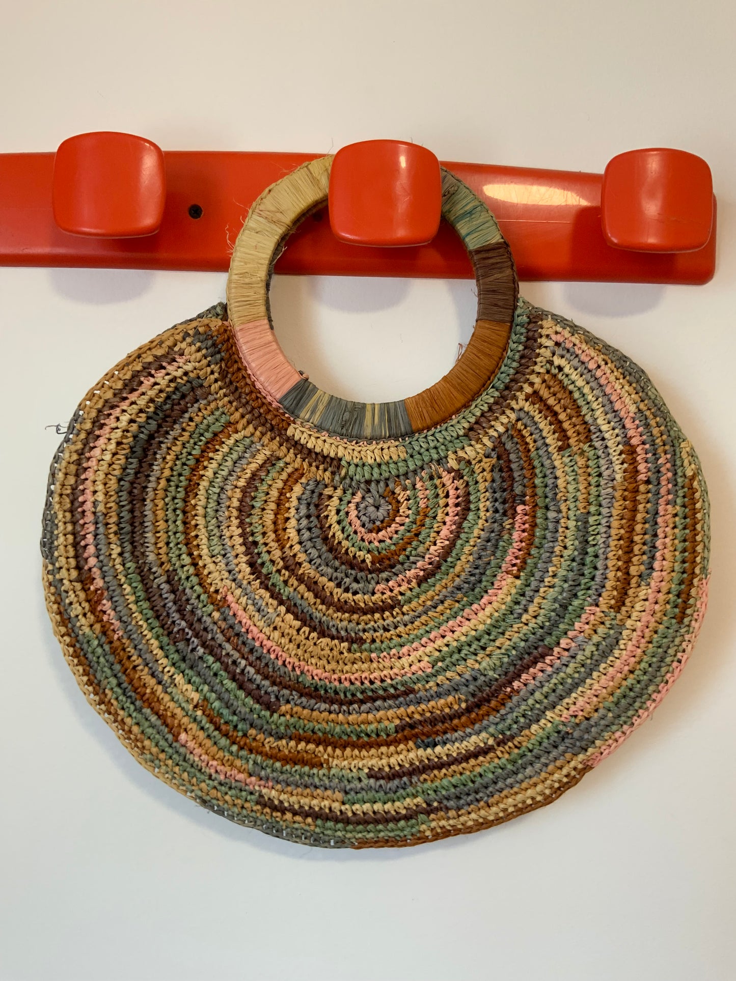 Sac à main Panier Rafia Vintage forme ronde - 40X40 cms