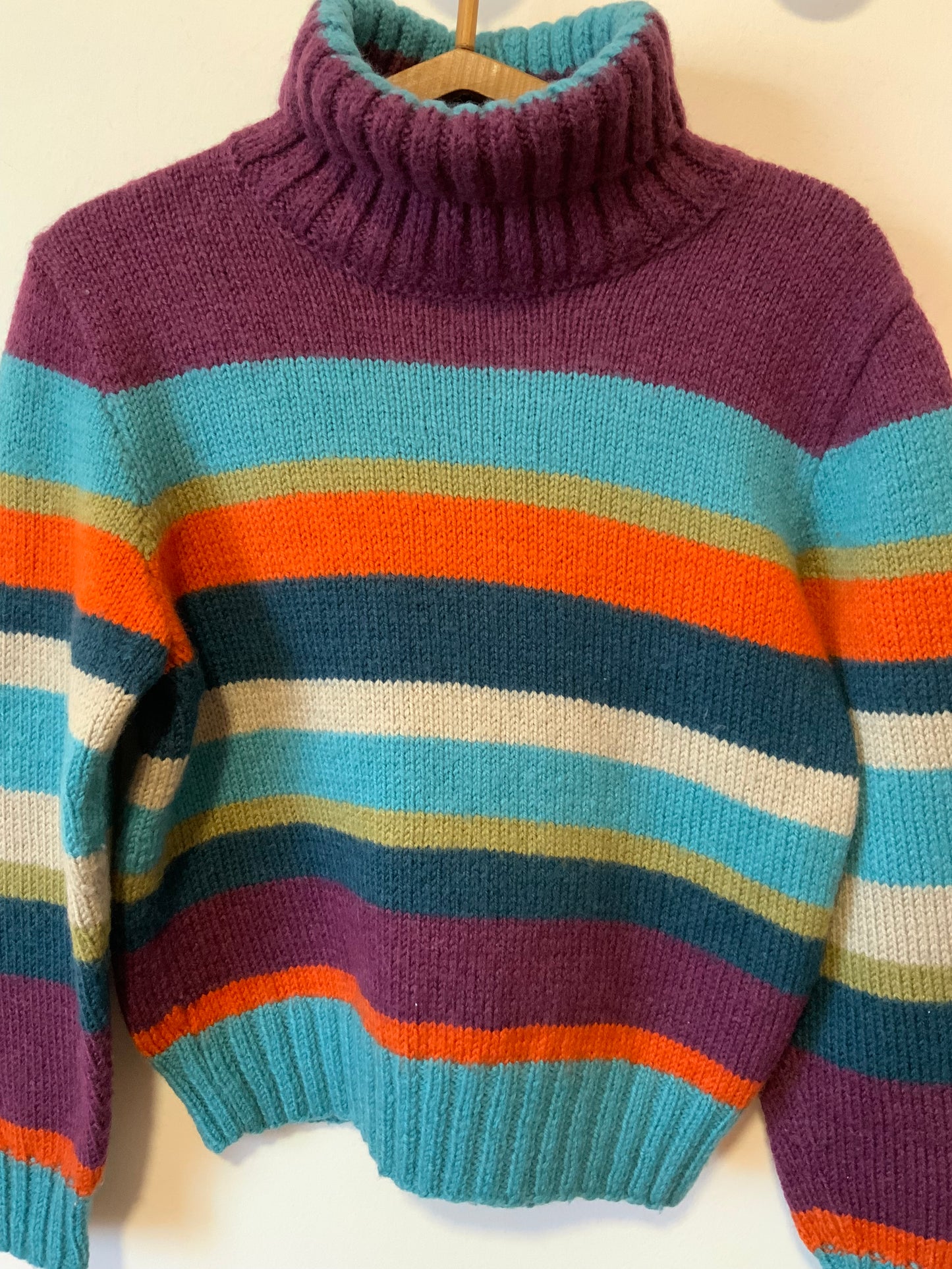 Pull col roulé Arc en ciel Tricot Laine - T40