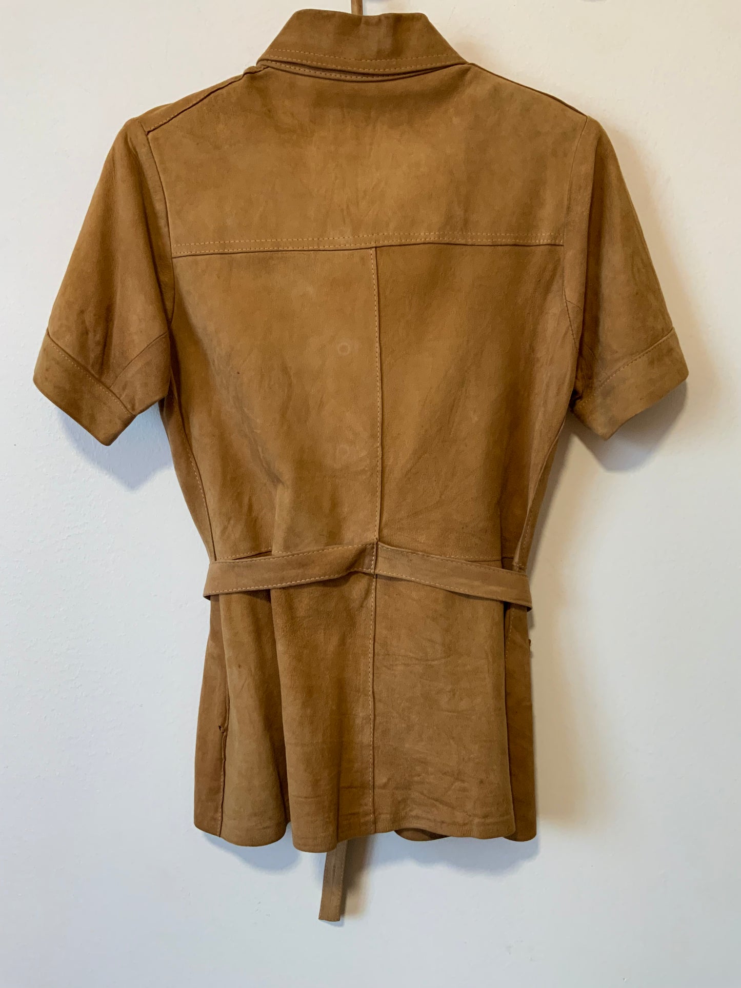 Veste en Daim col pelle à tartes bohème unique Vintage Seventies - T38