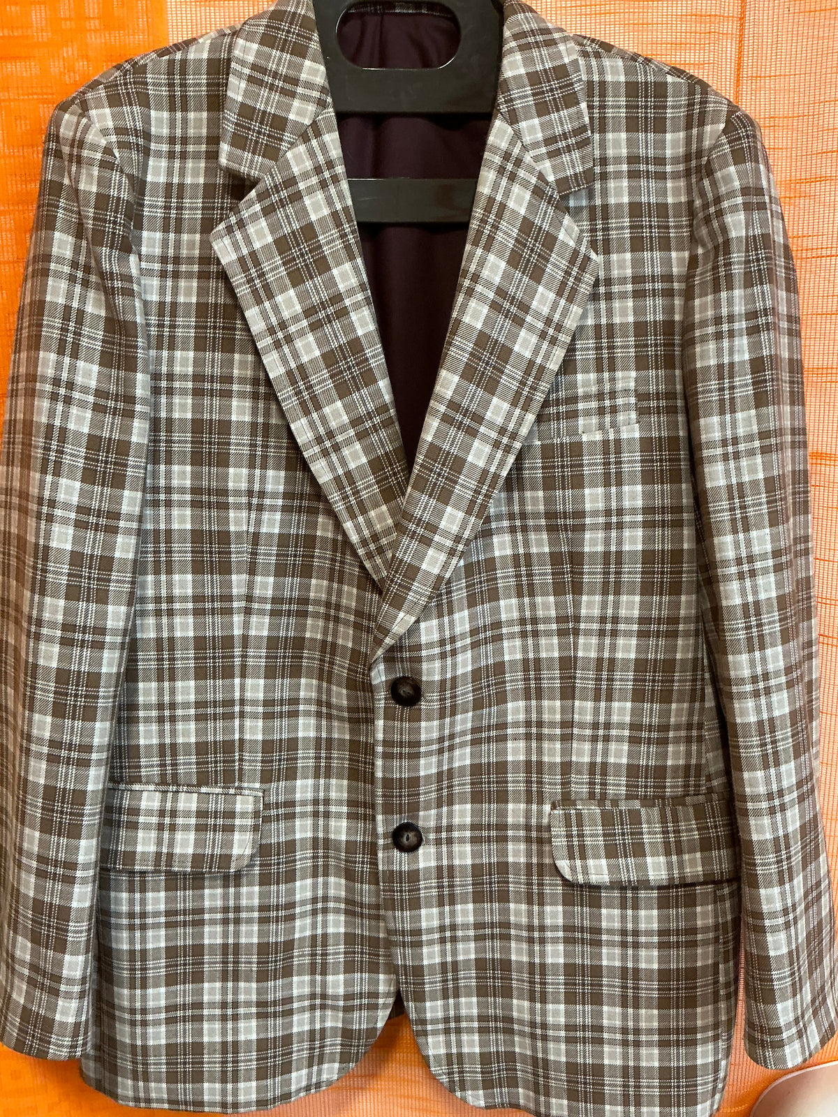 Veste Originale à carreaux Tergal Vintage 1970- T48 maxi.