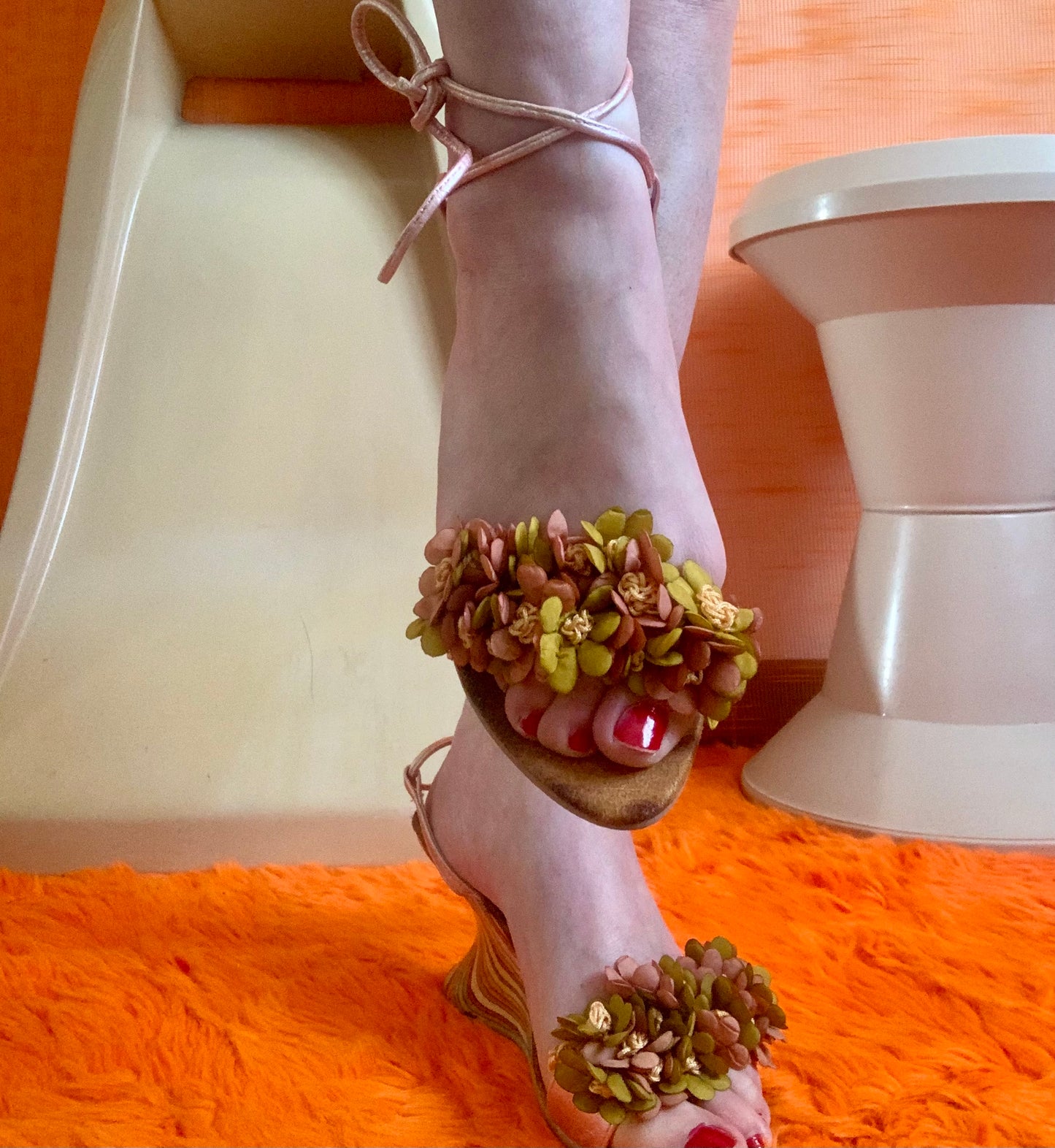 Chaussures Talons compensés Fleurs Vintage 1990- T37.