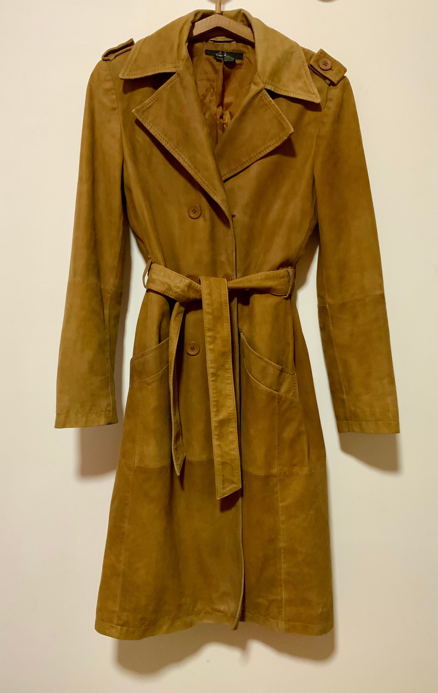Trench en Cuir Daim marron Vintage 1990- T40