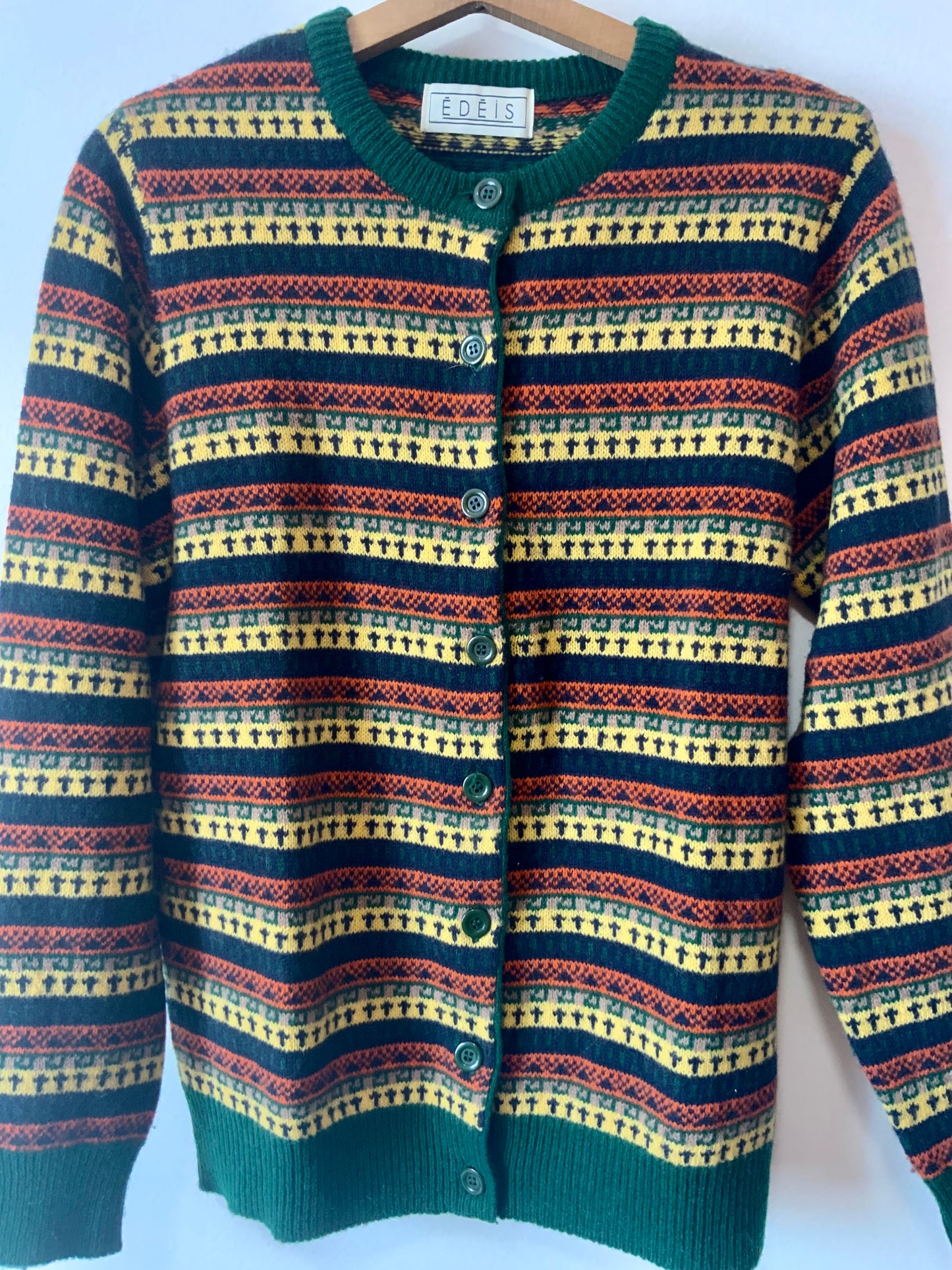 Gilet Jacquard Vintage 1980 Pure Laine- T40