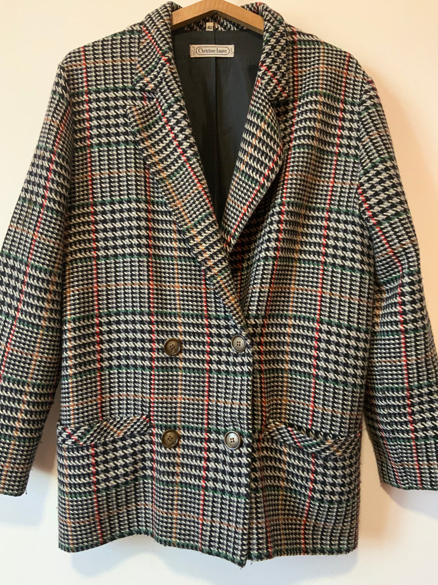 Veste droite croisée a carreaux C.Laure France Chic Vintage- T40