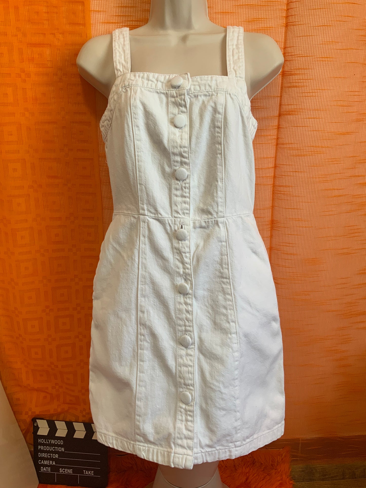 Robe boutonnée Vintage 1990 Denim blanc pur- T34/36