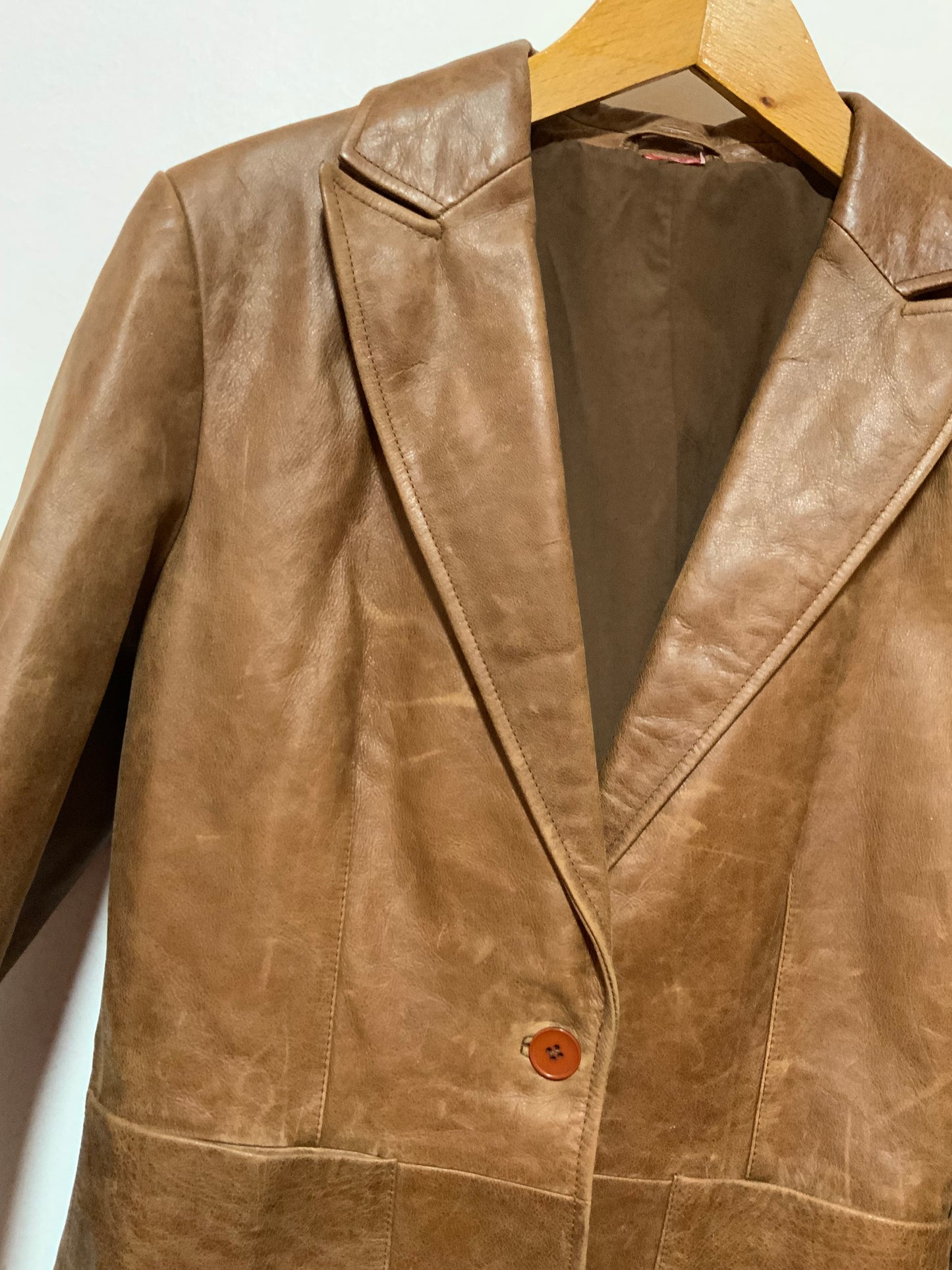 Superbe veste cuir marron vieilli Vintage 1990