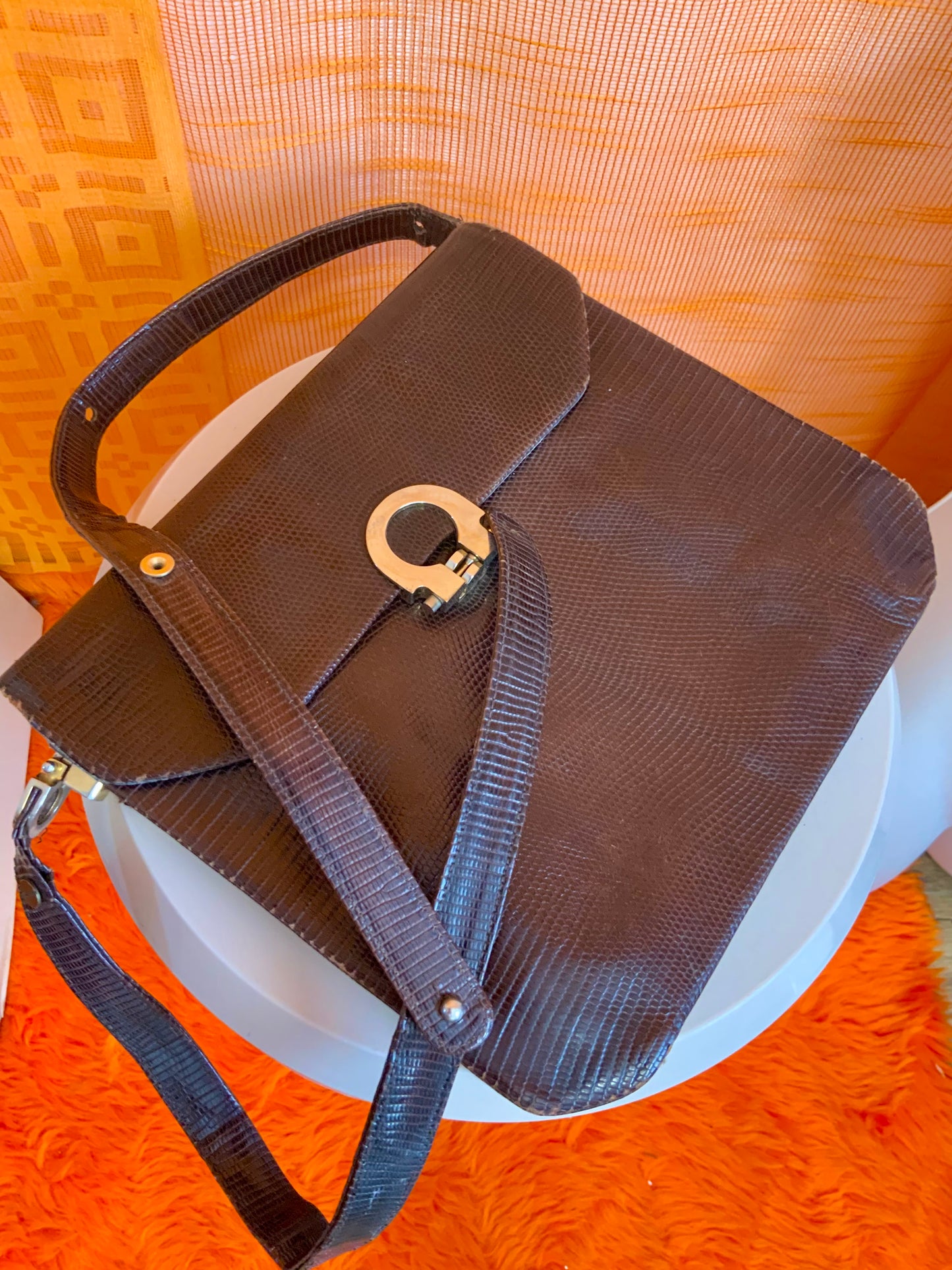Sac Ancien Vintage Cuir Marron - Élégance