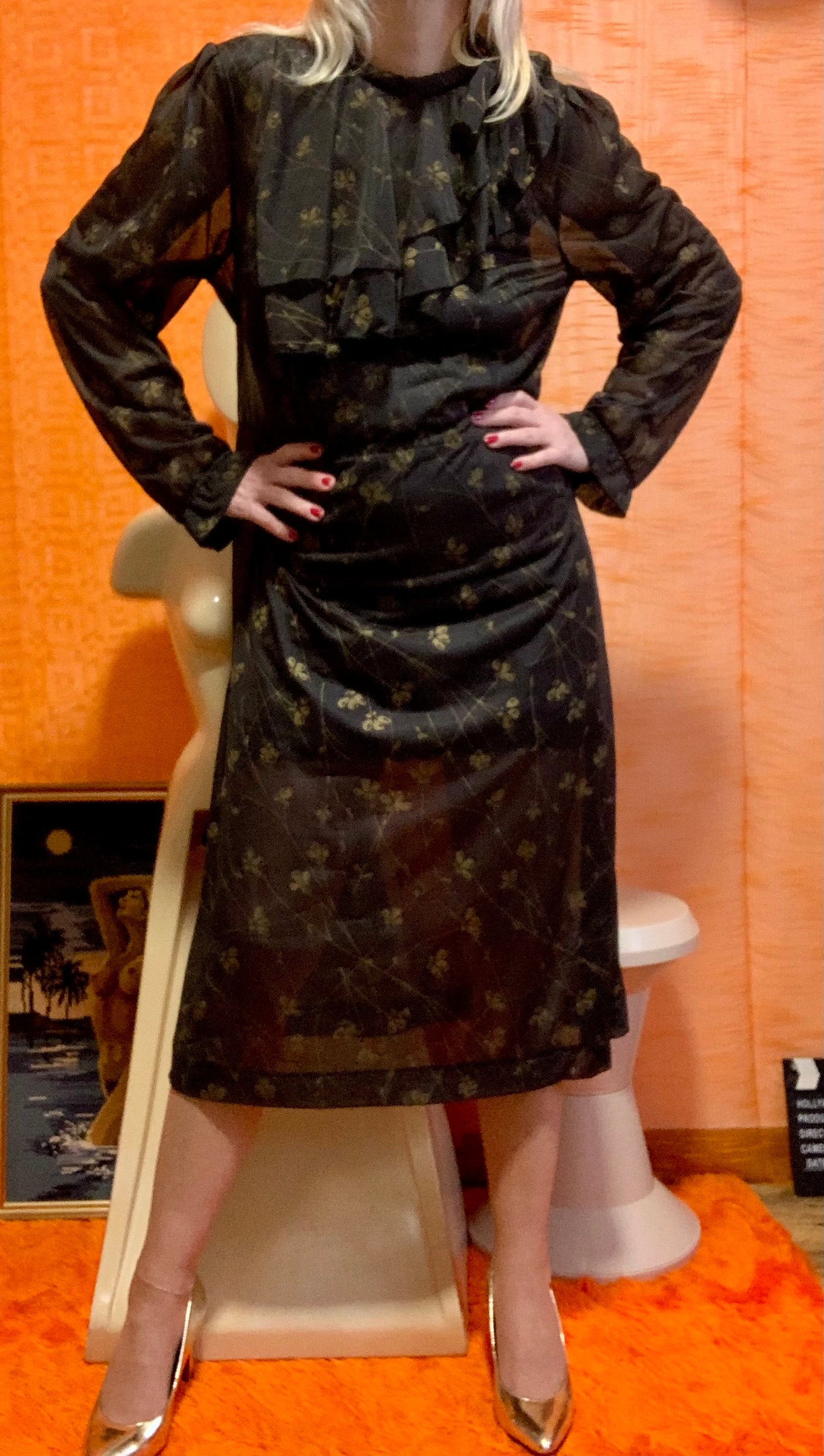 Robe en voile à Fleurs M.Griffon Vintage France- T40