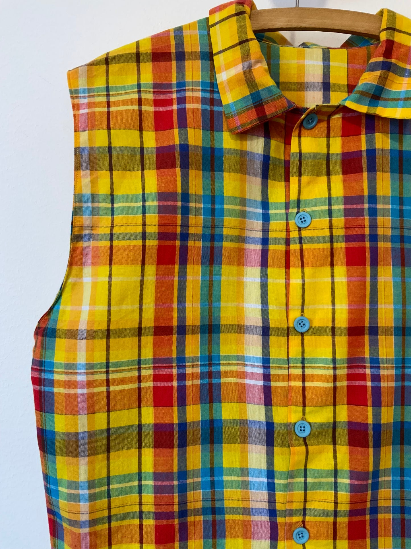 Chemisier a carreaux madras Coton Vintage- TU